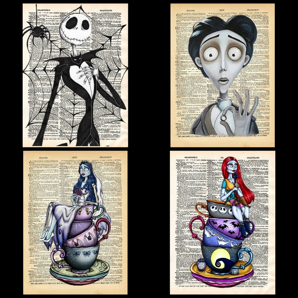 Tim Burton Movies Inspired Dictionary Book Page Art 💀